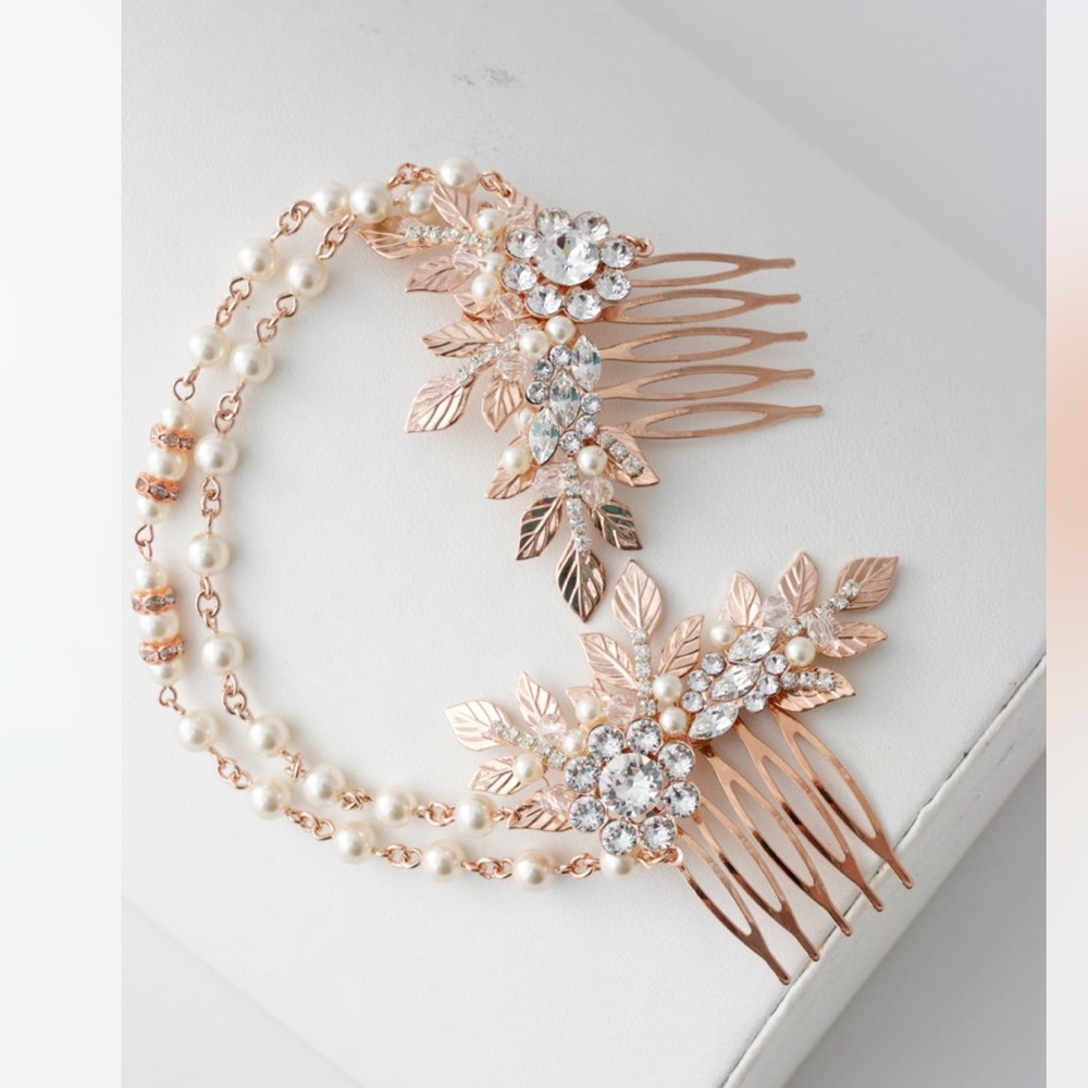 Rose gold bridal hair comb: Handmade By Artisan